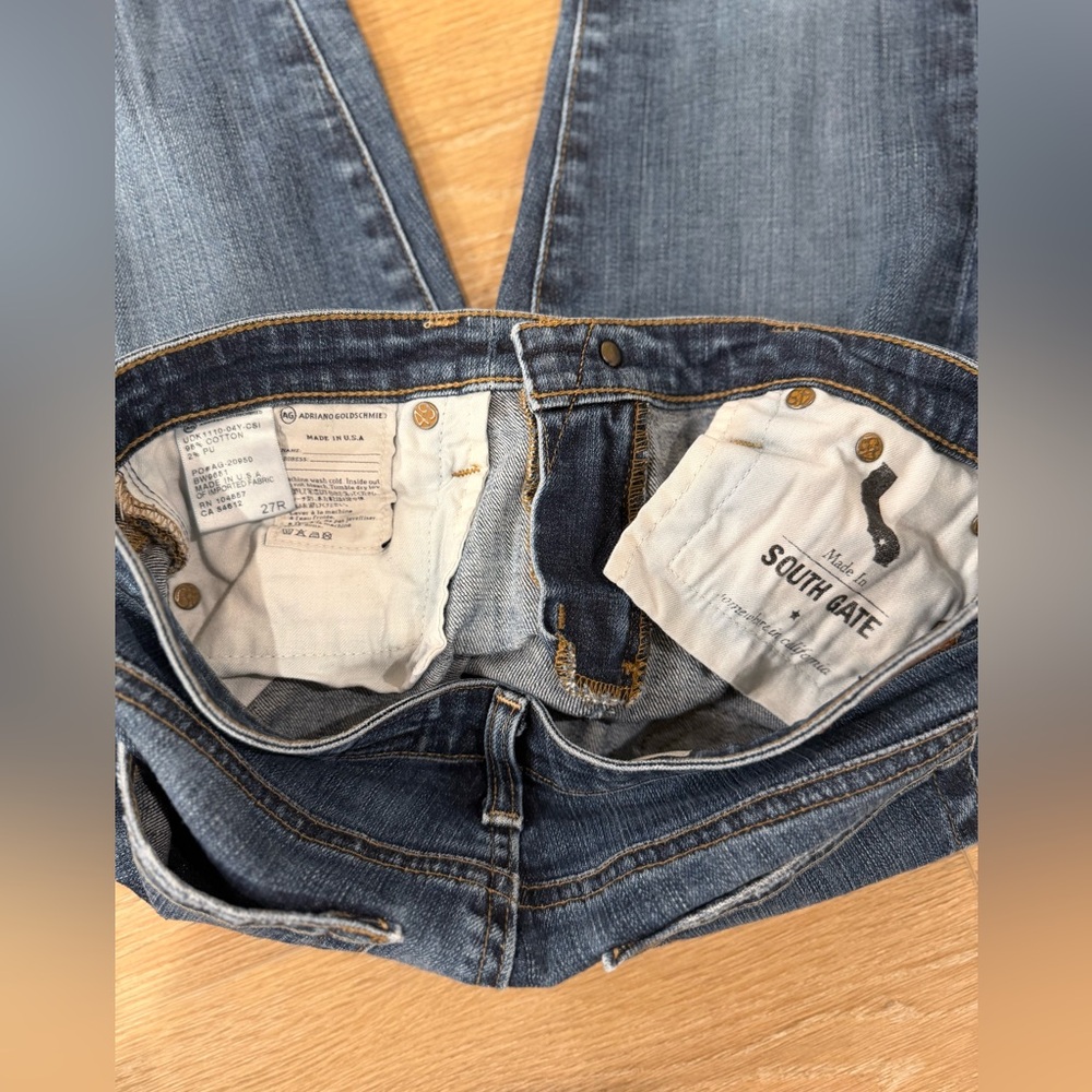 7 for All Mankind Denim Low Rise Flare Wide Leg Jeans in Dark Blue - Picture 3 of 3